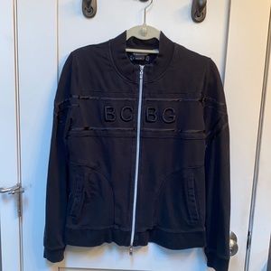 BCBGMAXAZRIA Black Double Zip Sweatshirt. Size S.